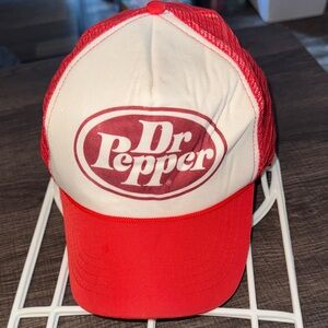 Vintage Dr Pepper Red and White Trucker Hat with Foam Insert SnapBack